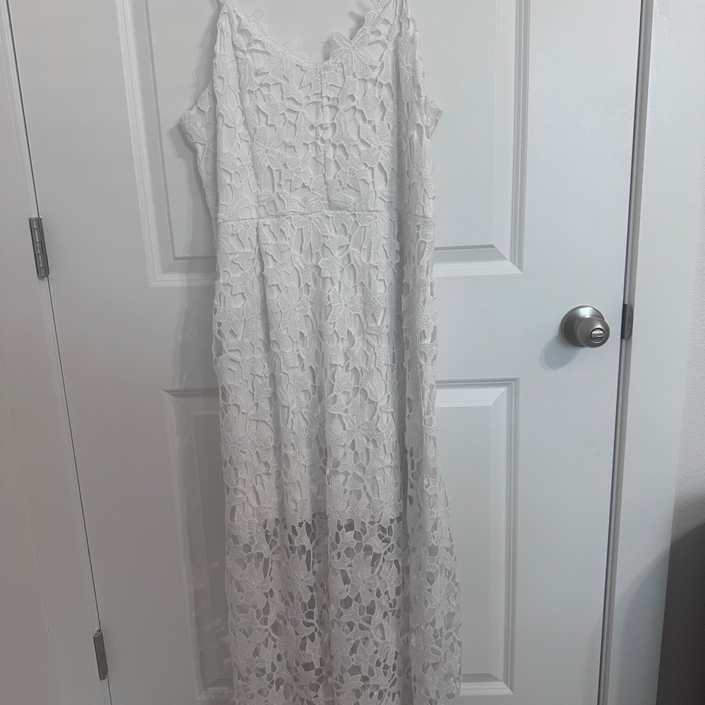 Express White Floral Lace Maxi Dress